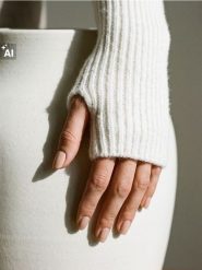 Rękawiczki bez palców z domieszką wełny - kremowy. Białe rękawiczki damskie Sinsay, bez wzorów, z wełny. Za 12.99 zł.