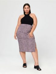 Spódnica midi z rozcięciem - wielobarwny. Spódnice damskie Sinsay, l, bez wzorów, plus size, midi, dopasowane. Za 49.99 zł.