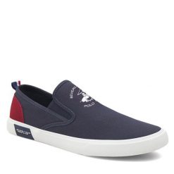 Tenisówki Beverly Hills Polo Club. Niebieskie półbuty na co dzień męskie Beverly Hills Polo Club, bez wzorów, bez zapięcia. Za 129.99 zł.