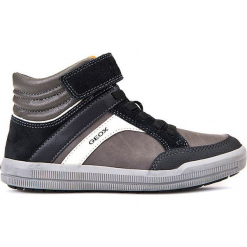 Sneakersy "Arzach" w kolorze szaro-czarnym. Czarne trampki i tenisówki chłopięce marki Geox Kids, z gumy. W wyprzedaży za 142.95 zł.