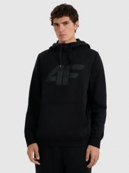 4F Bluza dresowa nierozpinana z kapturem męska - czarna M. Czarne bluzy męskie 4f, m, bez wzorów, z bawełny, z kapturem. Za 159.99 zł.