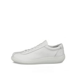 Damskie skórzane buty sportowe Ecco Soft Zero. Białe obuwie sportowe damskie ecco, bez wzorów. Za 552.00 zł.