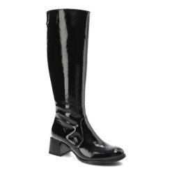 Czarne Kozaki Lemar Eleganckie Buty Na Obcasie. Czarne kozaki damskie Lemar, ze skóry, bez obcasa, na obcasie. Za 359.00 zł.