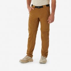 Spodnie turystyczne męskie Quechua MH500 2w1. Brązowe spodnie sportowe męskie QUECHUA, l, bez wzorów, z elastanu, trekkingowe. Za 199.99 zł.