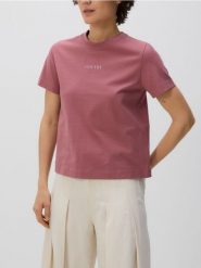 Bawełniany t-shirt z nadrukiem - jasnofioletowy. Fioletowe t-shirty damskie Reserved, l, bez wzorów, z bawełny, bez kołnierzyka. Za 35.99 zł.