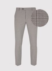 PAKO LORENTE – Brązowe spodnie garniturowe w kratę. Brązowe eleganckie spodnie męskie Pako Lorente, bez wzorów, z elastanu. Za 299.99 zł.