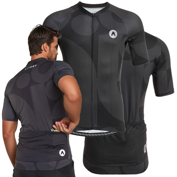 Koszulka rowerowa męska ATTABO Vites. Czarne buty sportowe męskie ATTABO, l, bez wzorów, bez kołnierzyka, bez ramiączek, rowerowe. Za 89.99 zł.