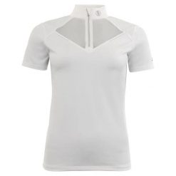 Damska koszulka polo na zawody BR Equitation Zapopan. Białe koszulki sportowe damskie BR, bez wzorów, bez kołnierzyka, bez ramiączek, do jazdy konnej. Za 258.50 zł.