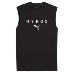 Koszulka treningowa męska PUMA Hyrox Cutoff Tank black. Czarne koszulki sportowe męskie Puma, l, bez wzorów, z bawełny, bez kołnierzyka, bez ramiączek, na fitness i siłownię. Za 159.99 zł.