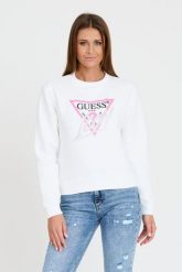 GUESS Biała bluza Cn Icon. Białe bluzy damskie Guess, s, z aplikacjami, bez kaptura. W wyprzedaży za 326.99 zł.