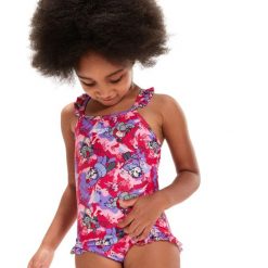 Strój kąpielowy dla dzieci Speedo Learn To Swim. Fioletowe stroje kąpielowe dla dziewczynek Speedo, bez wzorów. Za 89.99 zł.