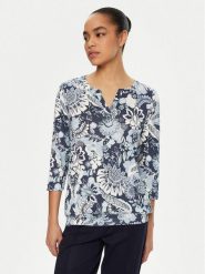 Olsen Bluzka 11104984 Niebieski Regular Fit. Niebieskie bluzki damskie Olsen, bez wzorów, z bawełny, bez kołnierzyka, bez ramiączek. Za 159.99 zł.