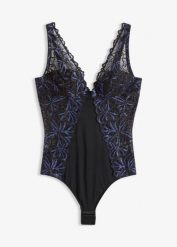 Body z połyskującą nicią. Czarne body damskie bonprix, bez wzorów. Za 34.99 zł.