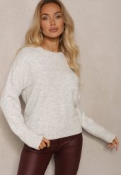 Jasnoszary Sweter z Domieszką Wełny Torissia. Szare swetry damskie Renee, na zimę, bez wzorów, z wełny, casualowe, bez kołnierzyka, bez ramiączek, bez kaptura. Za 139.99 zł.