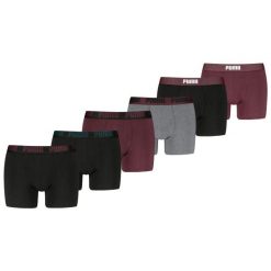 Puma bokserki męskie 6-pack Black / Burgundy / Grey. Czerwone bokserki męskie Puma, m, bez wzorów, z bawełny. W wyprzedaży za 286.22 zł.