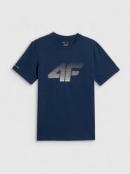4F T-shirt regular z nadrukiem męski - granatowy XL. Niebieskie t-shirty męskie 4f, m, bez wzorów, z bawełny, biznesowe, bez kołnierzyka. Za 69.99 zł.