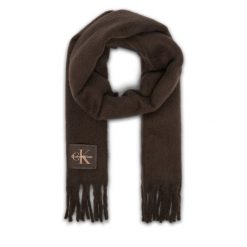 Szalik Calvin Klein. Brązowe szaliki i chusty damskie Calvin Klein, bez wzorów. Za 329.99 zł.