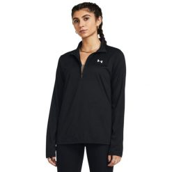 Bluza fitness damska Under Armour. Czarne bluzy sportowe damskie Under Armour, m, bez wzorów, z materiału, bez kaptura, do biegania. Za 199.99 zł.