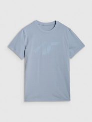 4F T-shirt regular z nadrukiem męski - niebieski XL. Niebieskie koszulki sportowe męskie 4f, m, bez wzorów, z bawełny, klasyczne, bez kołnierzyka. Za 59.99 zł.