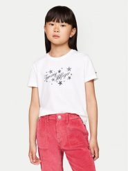 Tommy Hilfiger T-Shirt KG0KG08250 D Biały Regular Fit. Białe t-shirty i topy dla dziewczynek Tommy Hilfiger, bez wzorów, z bawełny, bez ramiączek. Za 79.99 zł.