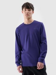 4F Longsleeve regular gładki męski - granatowy XXL. Niebieskie koszulki sportowe męskie 4f, m, bez wzorów, z bawełny, klasyczne, bez kołnierzyka. W wyprzedaży za 49.99 zł.