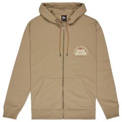 Bluza dresowa sportowa męska Zip Hoodie. Brązowe bluzy męskie Quiksilver, l, bez wzorów, z bawełny, bez kaptura, trekkingowe. Za 259.99 zł.