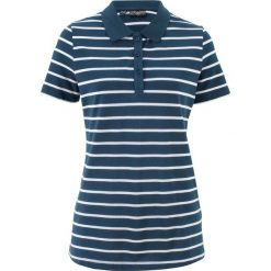 Shirt polo w paski, krótki rękaw bonprix ciemnoniebiesko-biały w paski. Bluzki damskie bonprix. Za 24.99 zł.