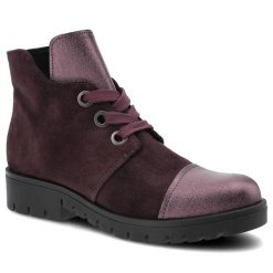 Botki damskie Gamis, skóry naturalne ze sznurowaniem i na płaskiej podeszwie, bordowe, 3542-K16. Czerwone botki damskie GAMIS, ze skóry, klasyczne, bez obcasa, na płaskiej podeszwie, bez zapięcia. Za 259.00 zł.