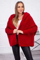 Sweter z kapturem i rękawami typu nietoperz czerwony. Czerwone swetry damskie KESI, l, bez wzorów, z poliesteru, bez kołnierzyka, plus size, bez ramiączek, z kapturem. Za 123.43 zł.