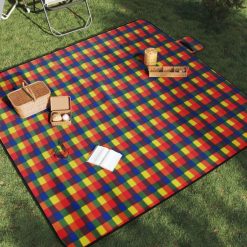 VidaXL Składany koc piknikowy 200x200 cm welur w kratę z pokrowcem. Kocyki dla dzieci vidaXL, z materiału. Za 123.30 zł.