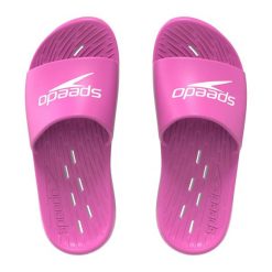 Klapki basenowe antypoślizgowe damskie Speedo Slides. Czerwone skarpety damskie Speedo, bez wzorów. Za 193.32 zł.