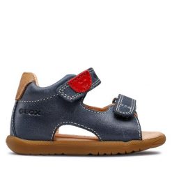Sandały Geox. Niebieskie sandały chłopięce Geox, bez zapięcia. Za 329.99 zł.
