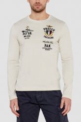 AERONAUTICA MILITARE Beżowy męski longsleeve. Brązowe bluzki z długim rękawem męskie Aeronautica Militare, l, bez wzorów, bez kołnierzyka. W wyprzedaży za 259.99 zł.