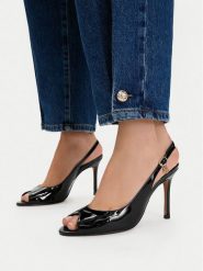 Nine West Sandały EO-TS6376-01 Czarny. Czarne sandały damskie Nine West, bez wzorów, ze skóry, bez obcasa, na szpilce, bez zapięcia. Za 279.99 zł.