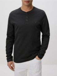 Longsleeve slim fit - szary. Szare bluzki z długim rękawem męskie Reserved, l, bez wzorów, z bawełny, bez kołnierzyka. Za 79.99 zł.