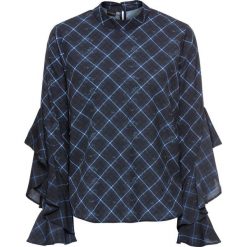 Bluzka z falbanami bonprix niebiesko-czarny w kratę. Bluzki damskie bonprix. Za 54.99 zł.