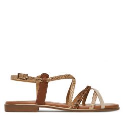 Sandały Lasocki. Brązowe sandały damskie Lasocki, bez wzorów, bez obcasa, na płaskiej podeszwie, bez zapięcia. Za 139.99 zł.