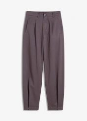 Spodnie barrel fit. Zielone spodnie materiałowe damskie bonprix, bez wzorów. Za 139.99 zł.