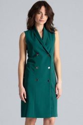 Elegancka żakietowa sukienka z kopertowym dekoltem zielona. Zielone sukienki damskie Sukienki.shop, do pracy, m, bez wzorów, biznesowe, bez kołnierzyka, bez ramiączek, midi, kopertowe. Za 239.00 zł.