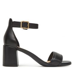 Sandały Clarks. Czarne sandały damskie Clarks, bez wzorów, bez obcasa, na słupku, bez zapięcia. Za 339.99 zł.