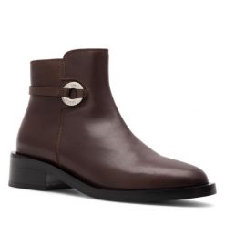 Botki GINO ROSSI. Brązowe botki damskie Gino Rossi, bez obcasa, na płaskiej podeszwie, bez zapięcia. Za 359.99 zł.