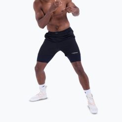 Spodenki treningowe męskie BOXRAW Sparring Club 2-in-1. Czarne krótkie spodenki sportowe męskie BOXRAW, l, bez wzorów, z elastanu, na fitness i siłownię. Za 329.99 zł.