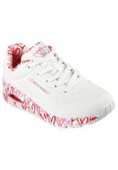 Buty SKECHERS UNO - LOVING LOVE Biały. Białe obuwie sportowe damskie Skechers, bez wzorów, z materiału, trekkingowe. Za 319.99 zł.