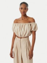 Guess Bluzka W6GHA1 W2447 Beżowy Regular Fit. Brązowe bluzki damskie Guess, m, z aplikacjami, ze lnu, bez kołnierzyka, bez ramiączek. Za 344.99 zł.