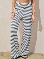 Spodnie wide leg w paski - wielobarwny. Spodnie materiałowe damskie Sinsay, l, bez wzorów. W wyprzedaży za 33.99 zł.