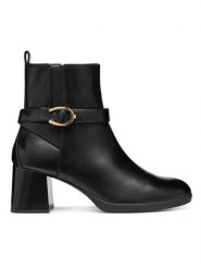 Geox Botki D Walk Pleasure 55 D46XBA 00043 C9999 Czarny. Czarne botki damskie Geox, ze skóry, bez obcasa, na słupku, bez zapięcia. Za 539.99 zł.