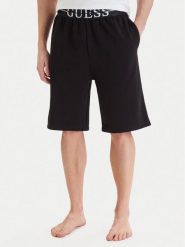 Guess Szorty sportowe U6GD00 KC241 Czarny Regular Fit. Czarne krótkie spodenki sportowe męskie Guess, l, z aplikacjami, z bawełny. Za 199.99 zł.