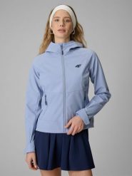 4F Kurtka softshell wiatroodporna membrana 5000 damska - niebieska L. Niebieskie kurtki damskie 4f, l, bez wzorów, z softshellu, bez kaptura. Za 299.99 zł.