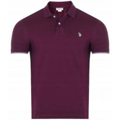 Koszulka polo dla mężczyzn U.S. Polo Assn. Fioletowe koszulki polo męskie U.S. Polo Assn., m, bez wzorów, klasyczne, bez ramiączek. Za 114.99 zł.