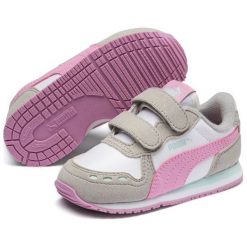 Puma Cabana Racer Sl V Inf White-Gray Violet-Pale Pink 24. Białe buty sportowe dziewczęce Puma, bez wzorów. Za 151.00 zł.